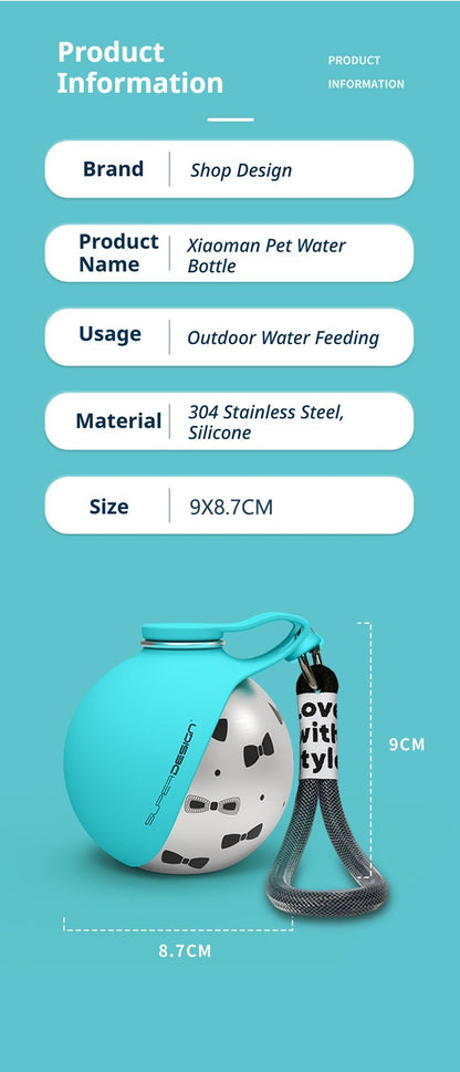 Portable Pet Water Bottle with Dispenser Bowl | Blue Floral