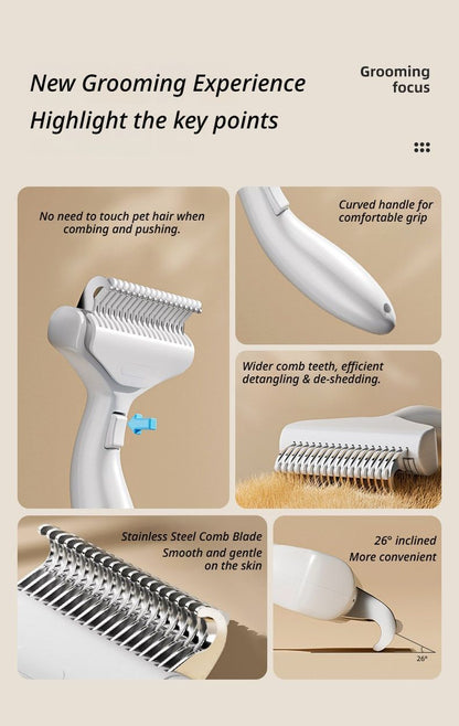 One-Touch Self-Cleaning Pet Detangling Comb | Dog & Cat | Hair