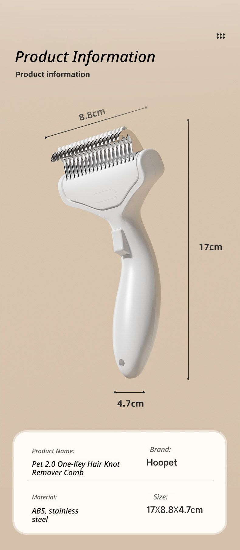 One-Touch Self-Cleaning Pet Detangling Comb | Dog & Cat | Hair