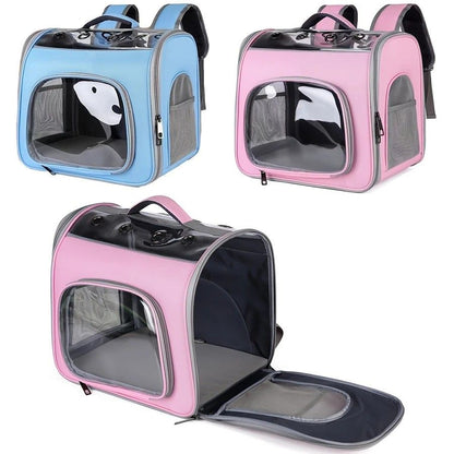 Pet Backpack Portable Transparent Foldable Comfort Design Hands-Free | grey
