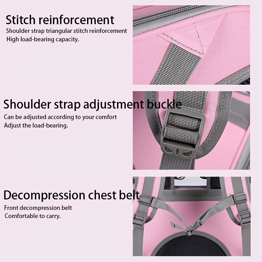 Pet Backpack Portable Transparent Foldable Comfort Design Hands-Free | grey