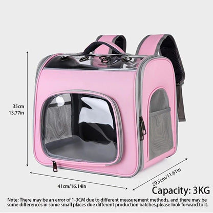 Pet Backpack Portable Transparent Foldable Comfort Design Hands-Free | grey
