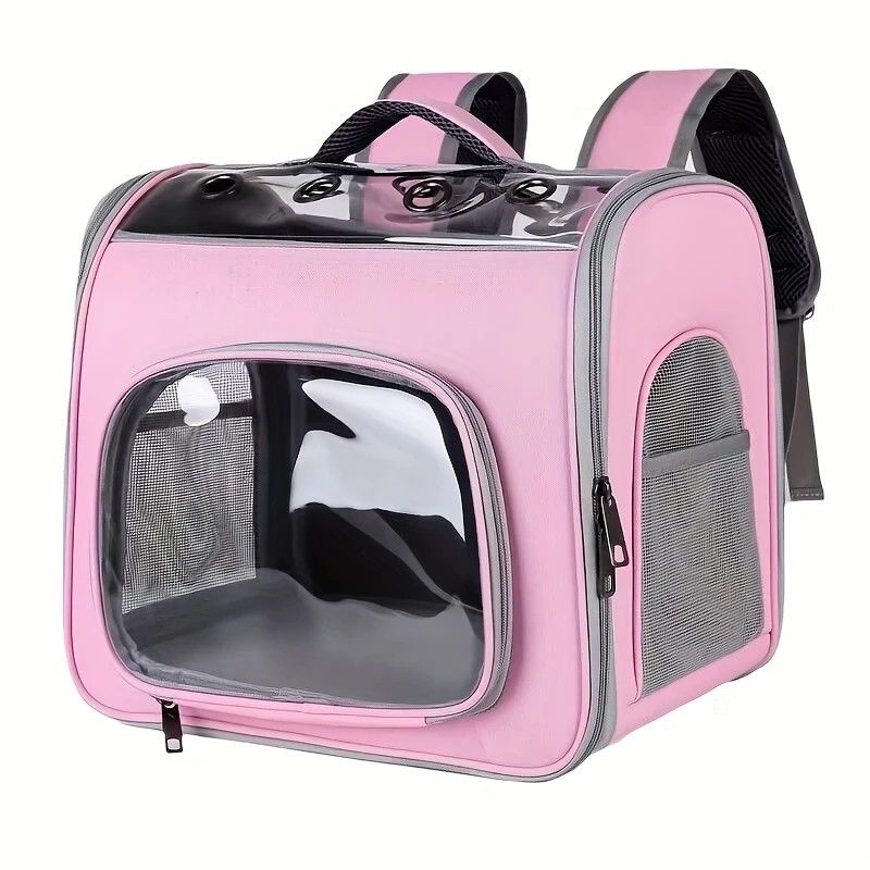 Pet Backpack Portable Transparent Foldable Comfort Design Hands-Free | grey