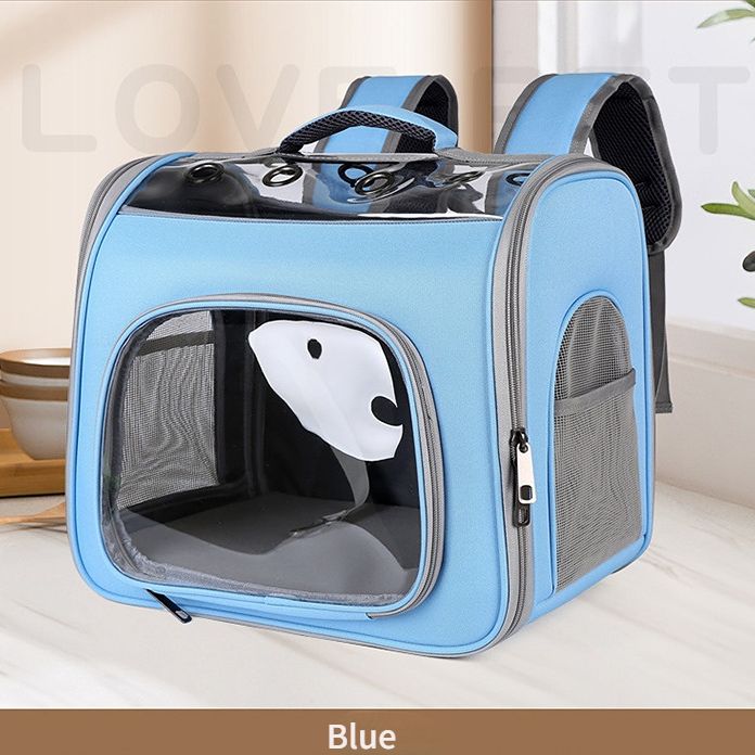 Pet Backpack Portable Transparent Foldable Comfort Design Hands-Free | grey