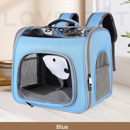 Pet Backpack Portable Transparent Foldable Comfort Design Hands-Free | grey