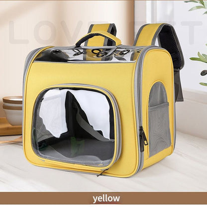 Pet Backpack Portable Transparent Foldable Comfort Design Hands-Free | grey