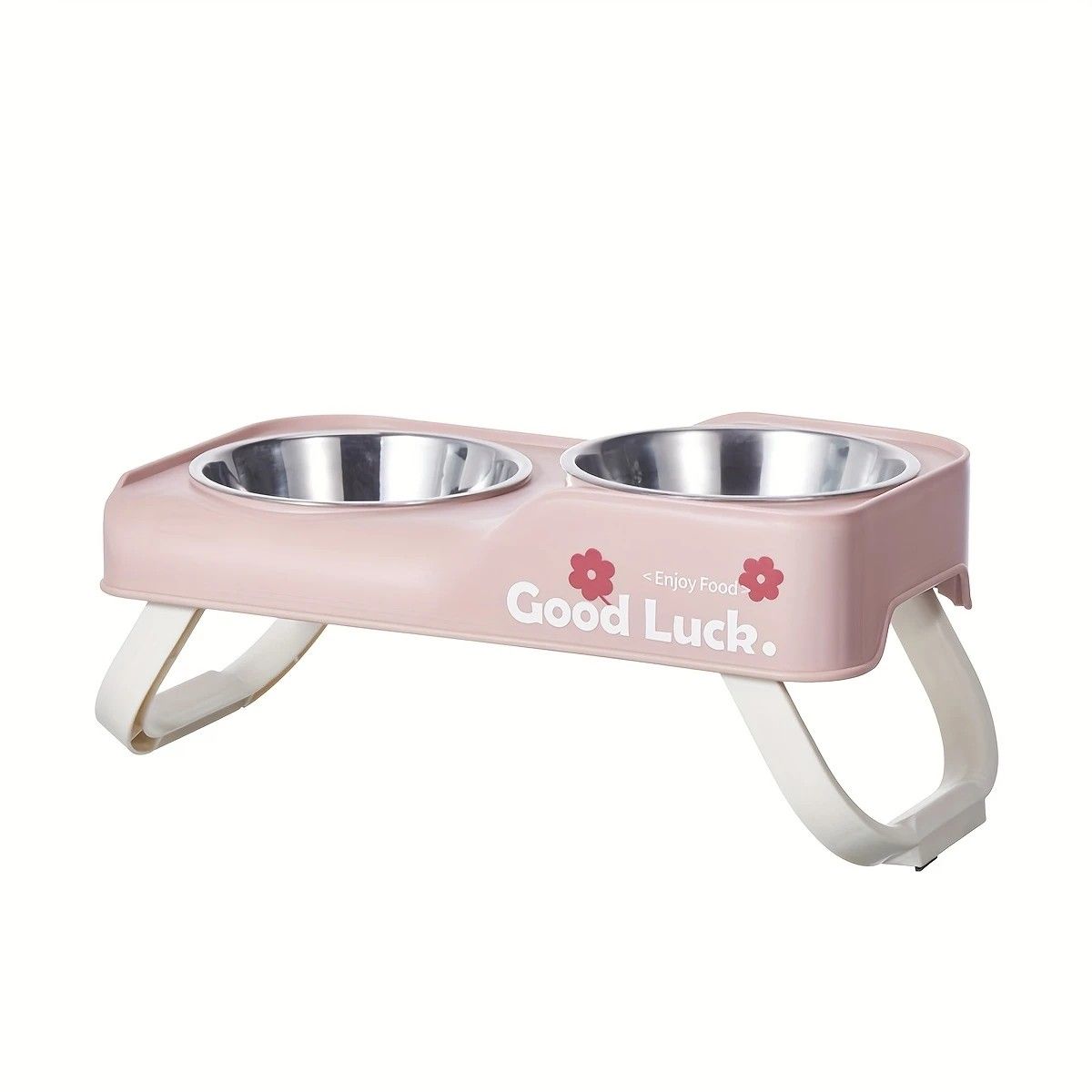 Dopamine Color Pet Bowl Set | Anti-Slip Adjustable Height | Pink