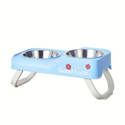 Dopamine Color Pet Bowl Set | Anti-Slip Adjustable Height | Pink