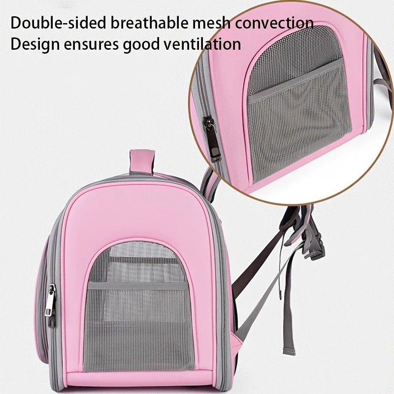 Pet Backpack Portable Transparent Foldable Comfort Design Hands-Free