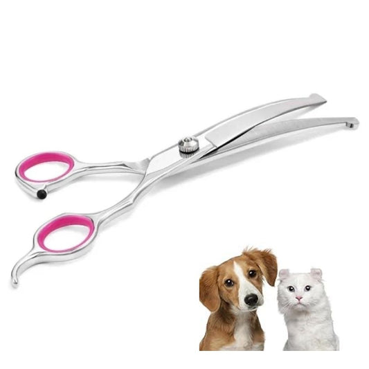 Curved Dog Scissors 19cm, Silver, Rounded Tip Pet Grooming Shears