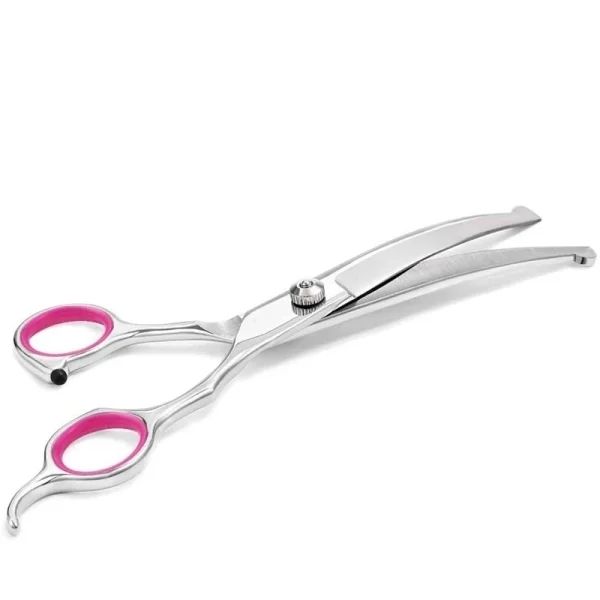 Curved Dog Scissors 19cm, Silver, Rounded Tip Pet Grooming Shears