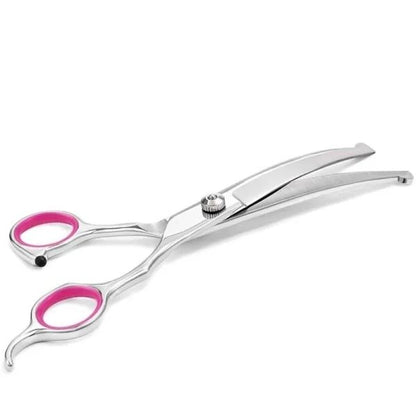 Curved Dog Scissors 19cm, Silver, Rounded Tip Pet Grooming Shears