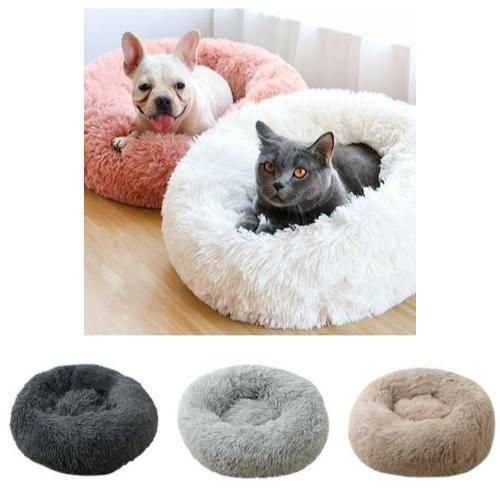 50cm Fluffy Dog Bed Cat Bed, Light Brown, Compatible with Pets