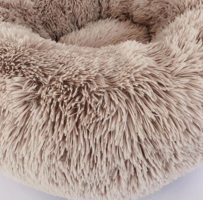50cm Fluffy Dog Bed Cat Bed, Light Brown, Compatible with Pets