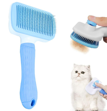 Blue Self-Cleaning Pet Slicker Brush | Dog & Cat