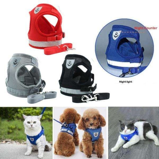 Adjustable Cat Dog Harness, Black, M