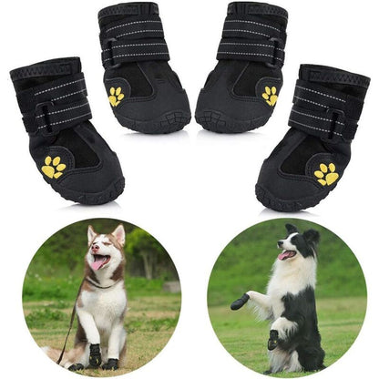 4 Pack Protective Dog Boots, Waterproof Dog Shoes for Medium and Large