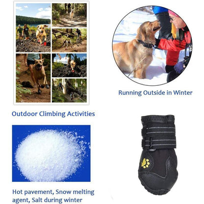 4 Pack Protective Dog Boots, Waterproof Dog Shoes for Medium and Large