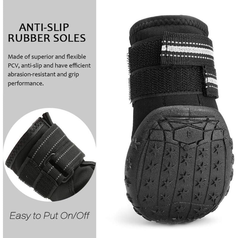 4 Pack Protective Dog Boots, Waterproof Dog Shoes for Medium and Large