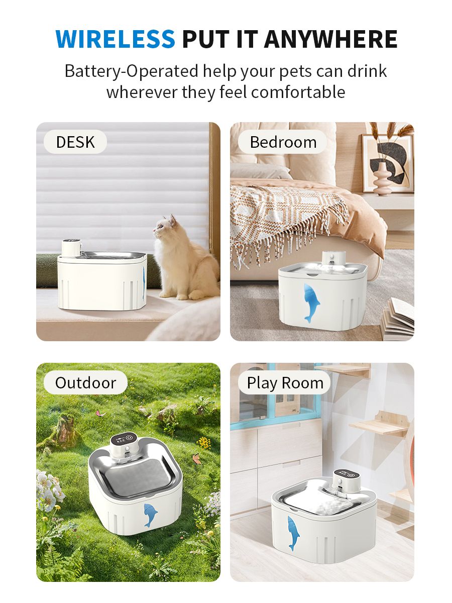 U7 Cat Water Fountain | 3L Wireless USB | Ultra Quiet
