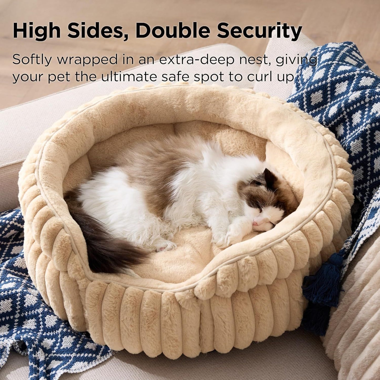 Cat Bed, Washable Round Cute Cat Beds for Indoor Cats