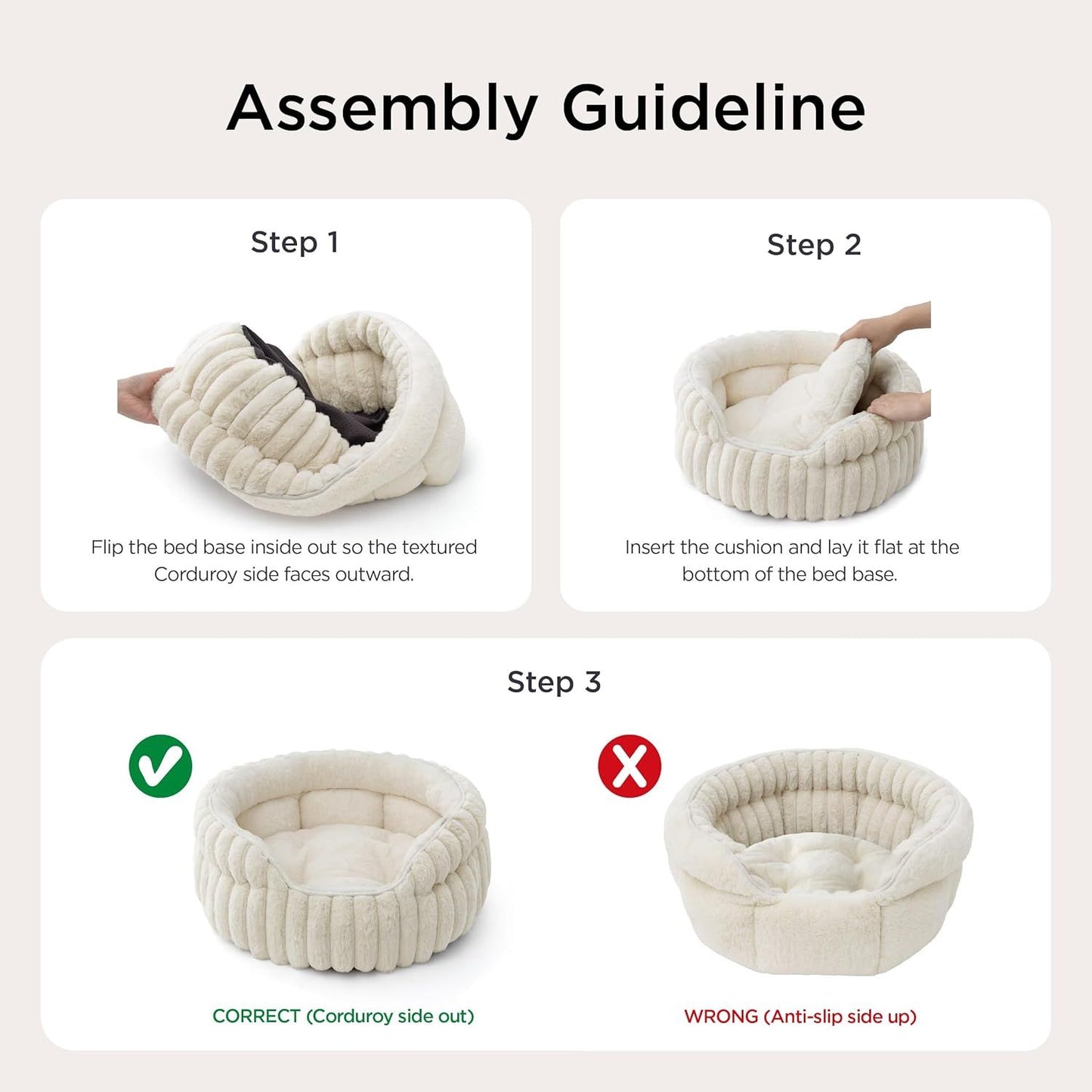 Cat Bed, Washable Round Cute Cat Beds for Indoor Cats