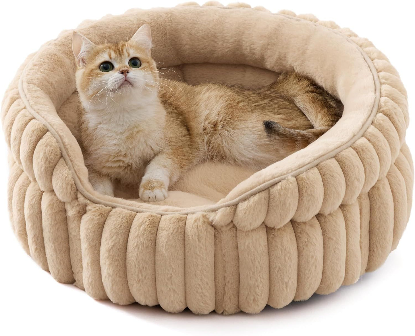 Cat Bed, Washable Round Cute Pet Beds for Indoor Cats