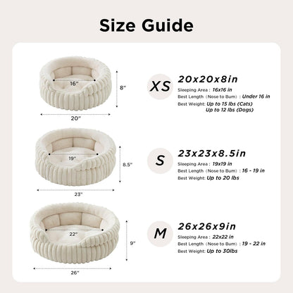Cat Bed, Washable Round Cute Cat Beds for Indoor Cats | Cream