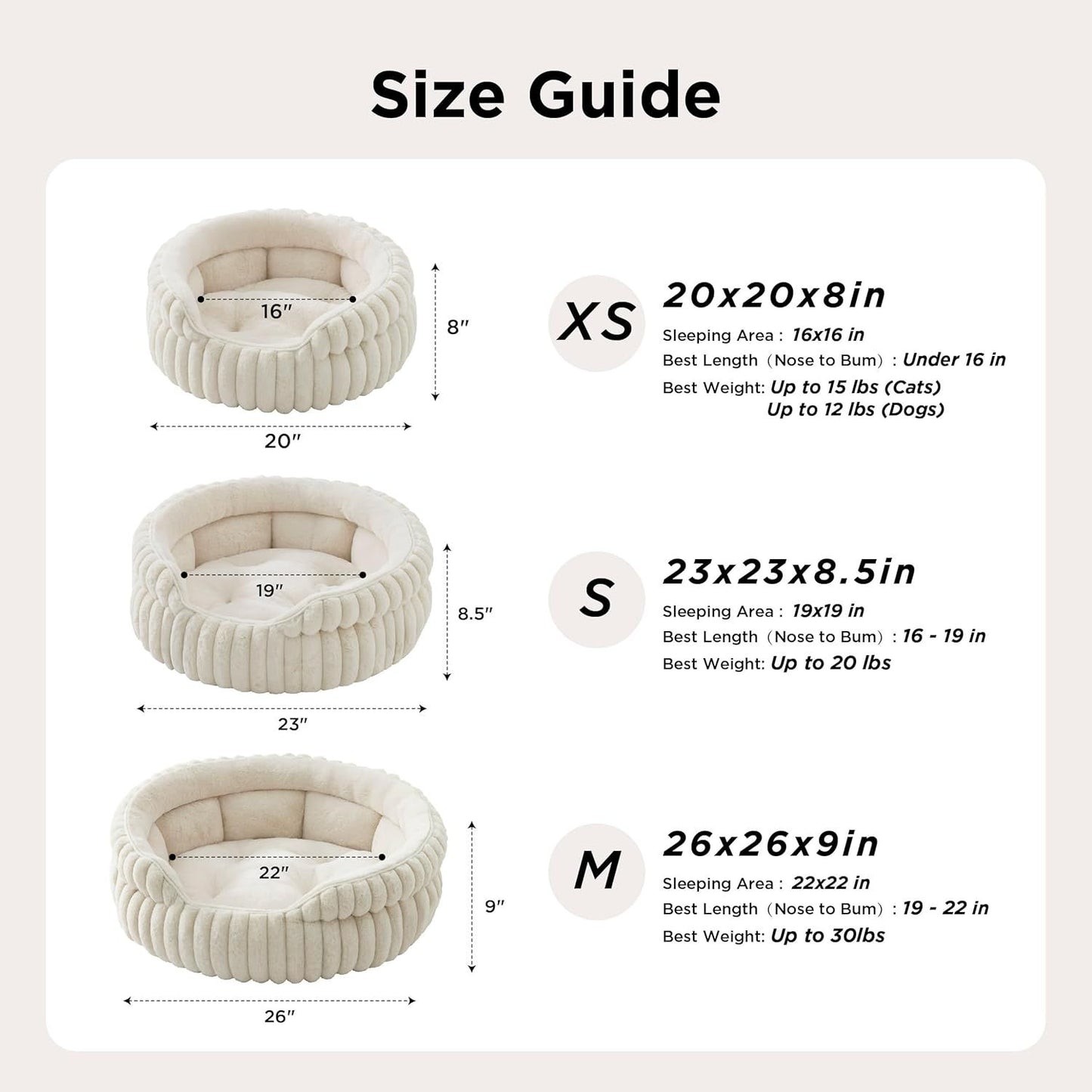 Cat Bed, Washable Round Cute Cat Beds for Indoor Cats | Gray