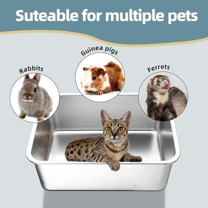 Stainless Steel Cat Litter Box | Large Metal High-Sided