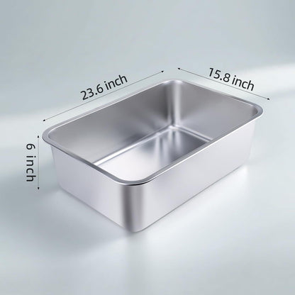 Stainless Steel Cat Litter Box | Large Metal High-Sided | Inch