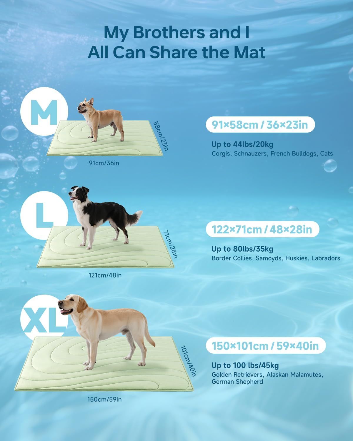 Cooling Mat for Cats, 36"x23" Self-Cooling Dog Bed with Arc-Chill