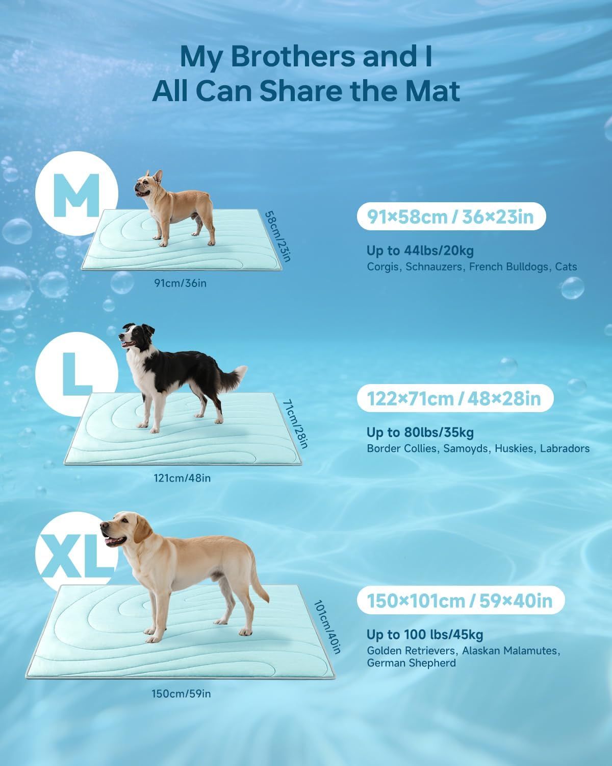 Cooling Mat for Dogs, 59"x40" Self-Cooling Pet Bed