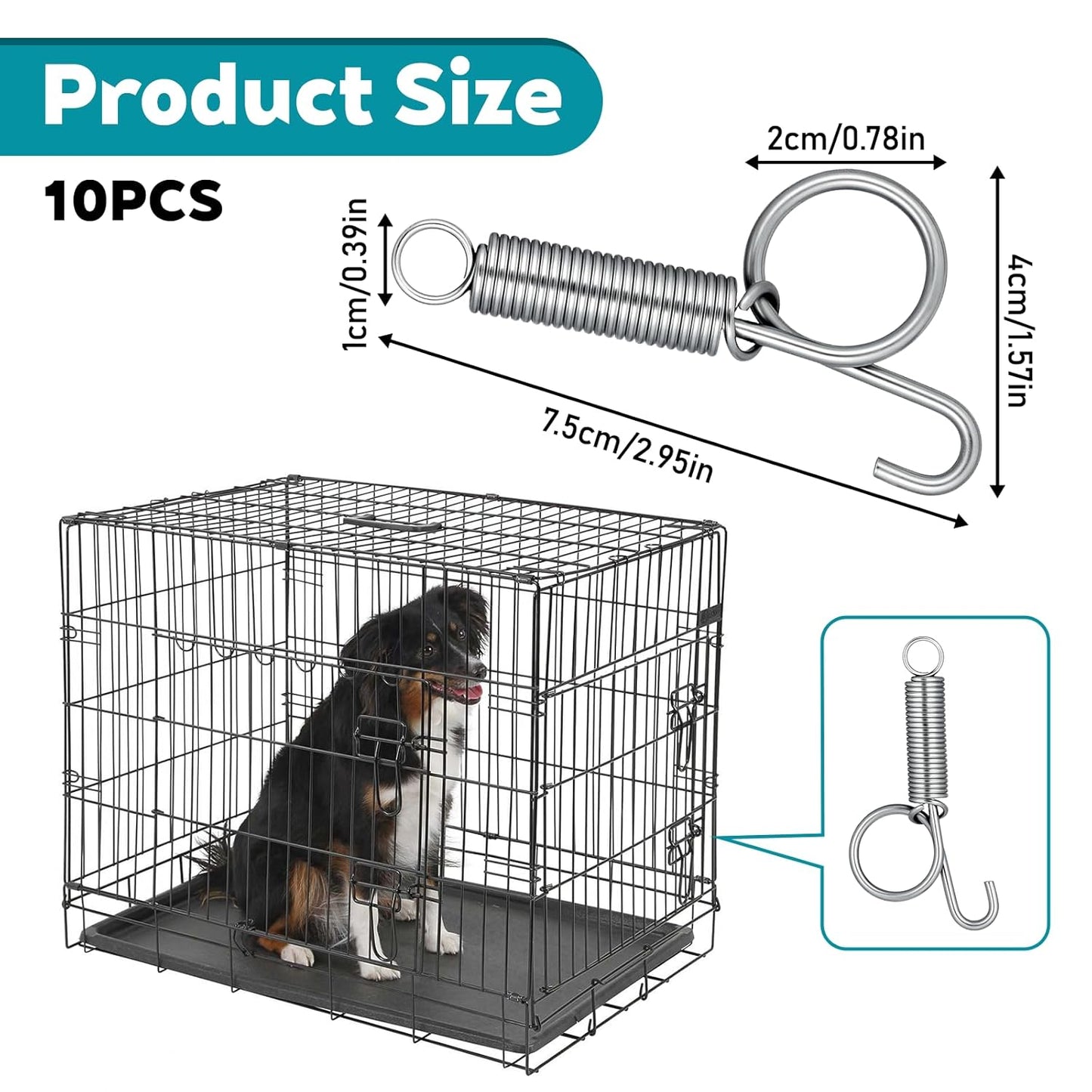 Pet Cage Door Spring Latch Hook | 10-Pack