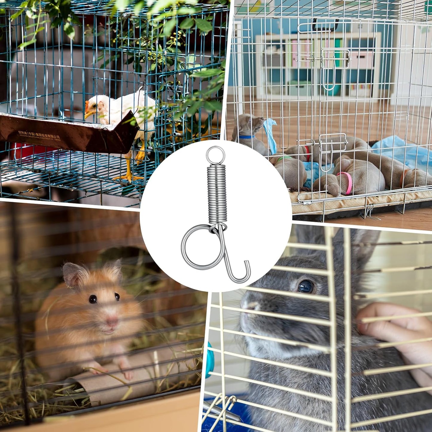 Pet Cage Door Spring Latch Hook | 10-Pack