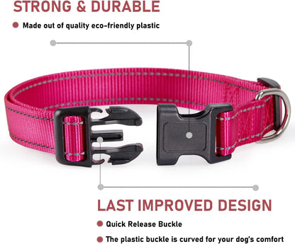 Pink Reflective Dog Safety Collar | Size S