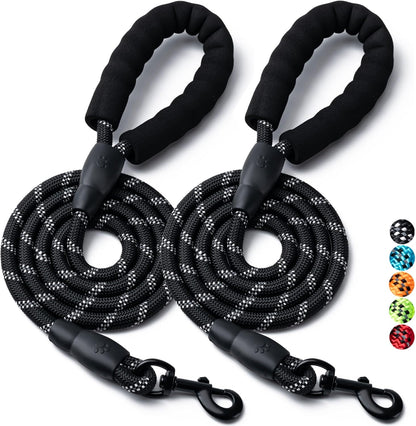 Heavy Duty Nylon Dog Leash | 2 Pack | 4/5/6 FT | Reflective