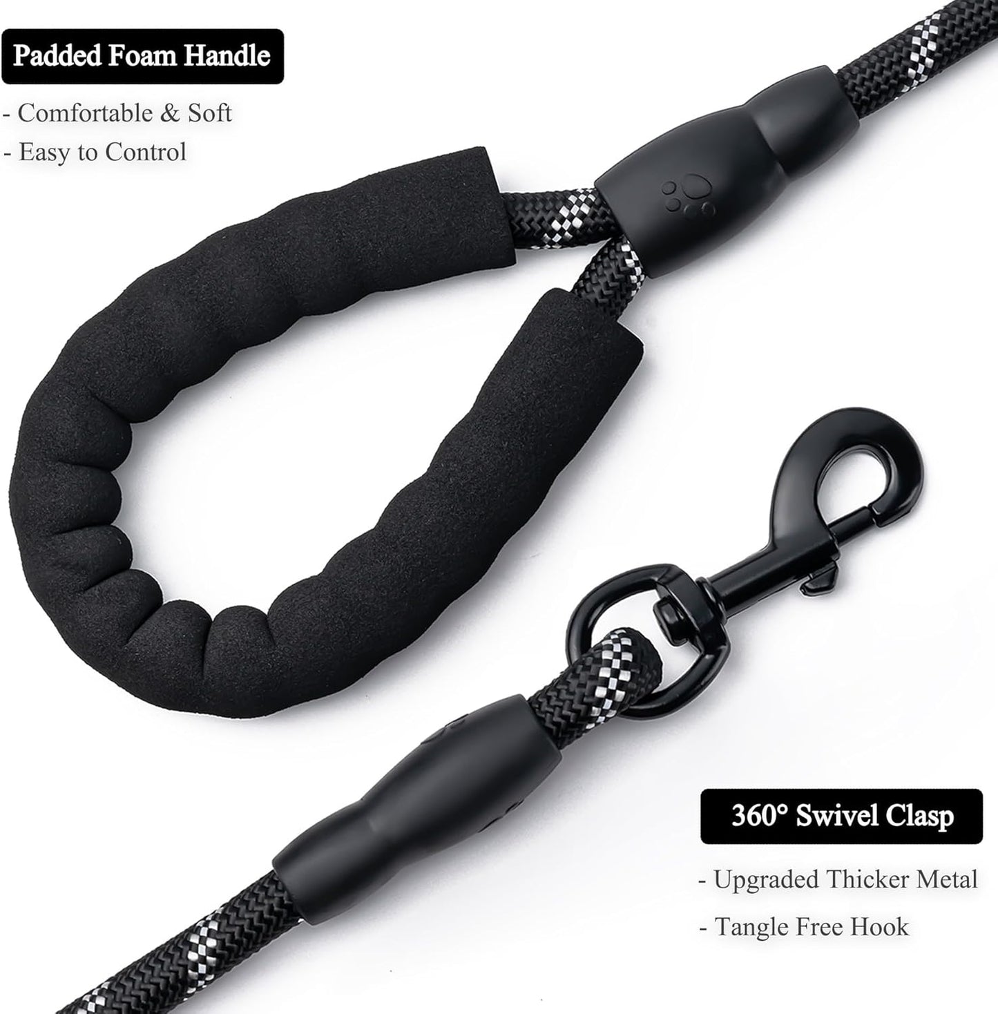 Heavy Duty Nylon Dog Leash | 2 Pack | 4/5/6 FT | Reflective