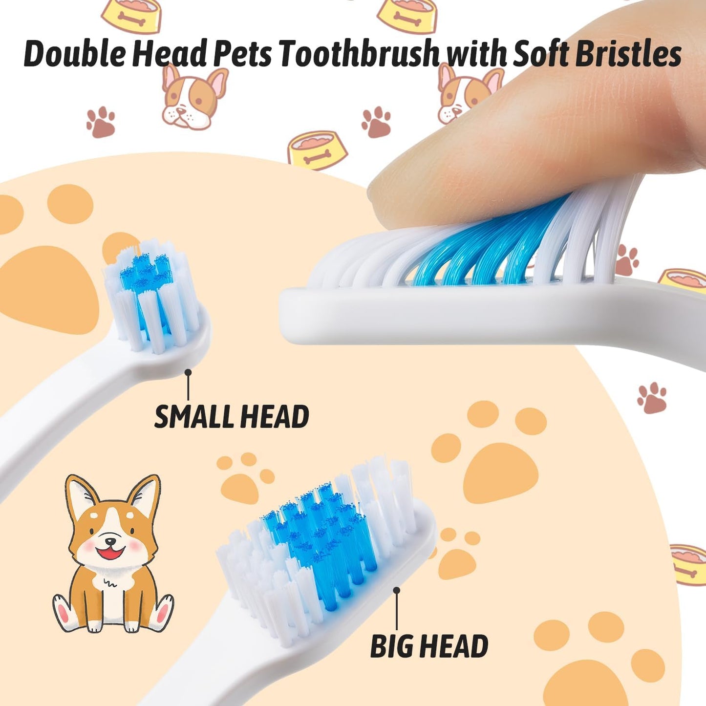 Double-Headed Pet Toothbrush with Soft Bristles | Pack of 6