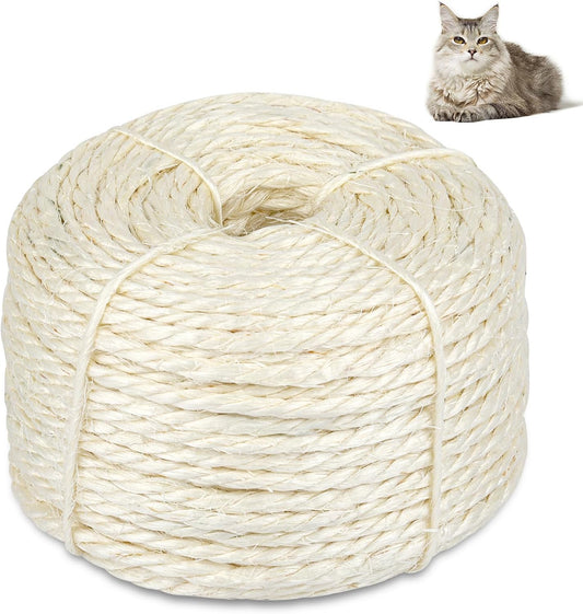 Natural Sisal Rope for Cat Scratching Post | 164 Feet | DIY Cat Tree