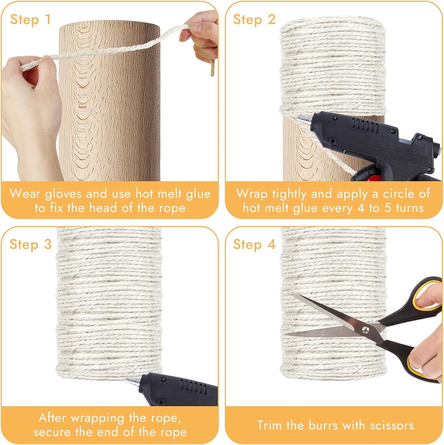 Natural Sisal Rope for Cat Scratching Post | 164 Feet | DIY Cat Tree