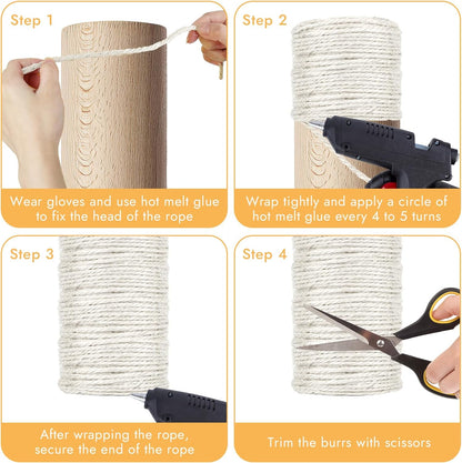Natural Sisal Rope for Cat Scratching Post | 164 Feet | DIY Cat Tree