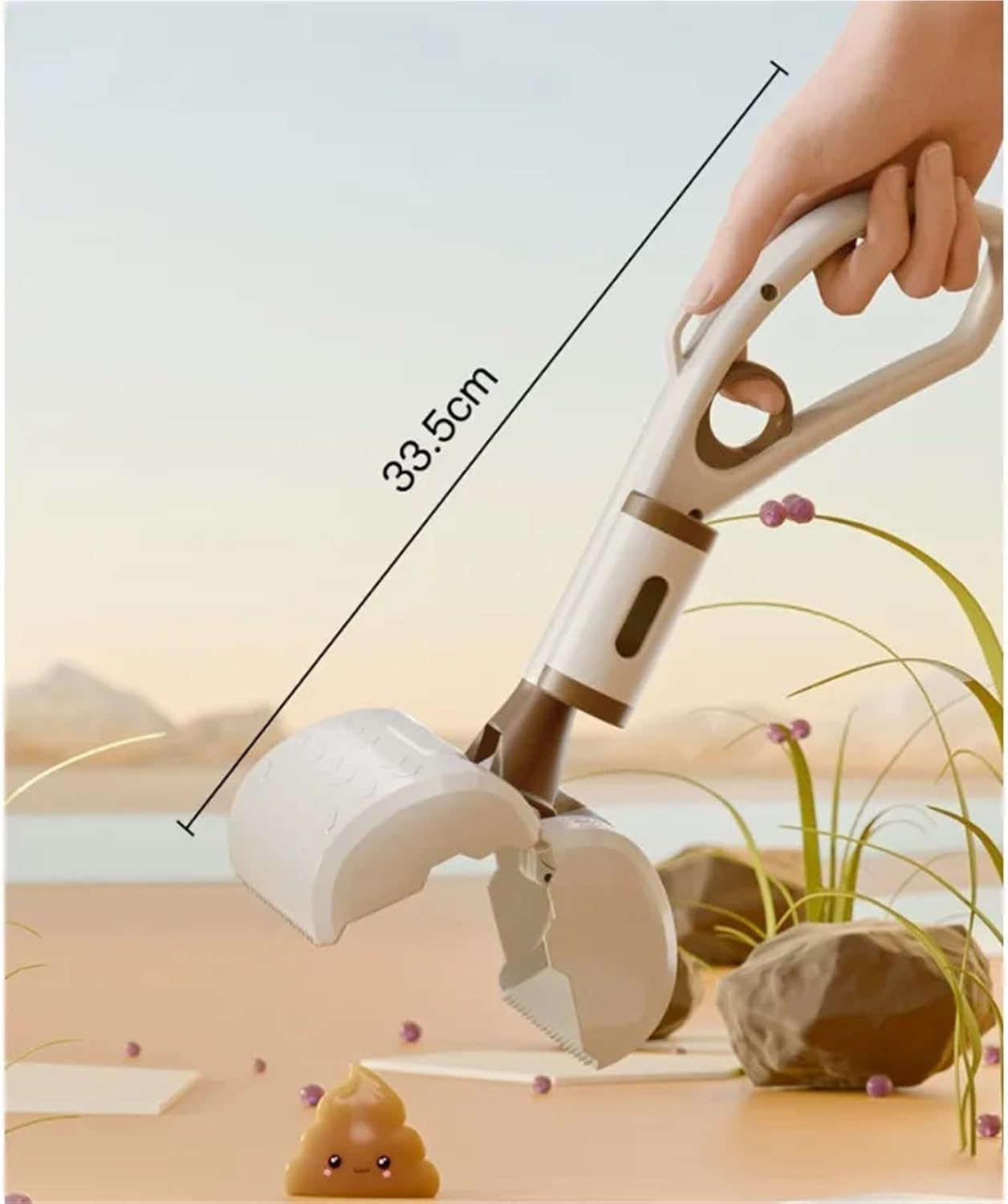 Long Steel Dog Poop Scoop 60cm | One-Handed Operation