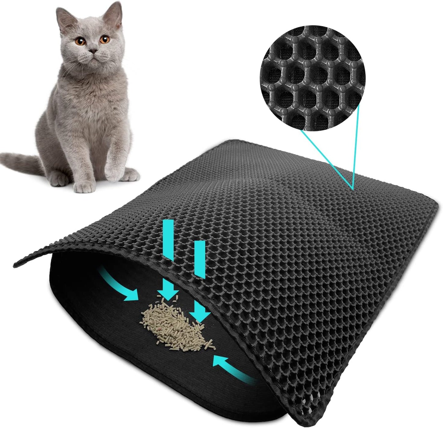 Cat Litter Trapper Mat | 60x45cm Double-Layer Honeycomb