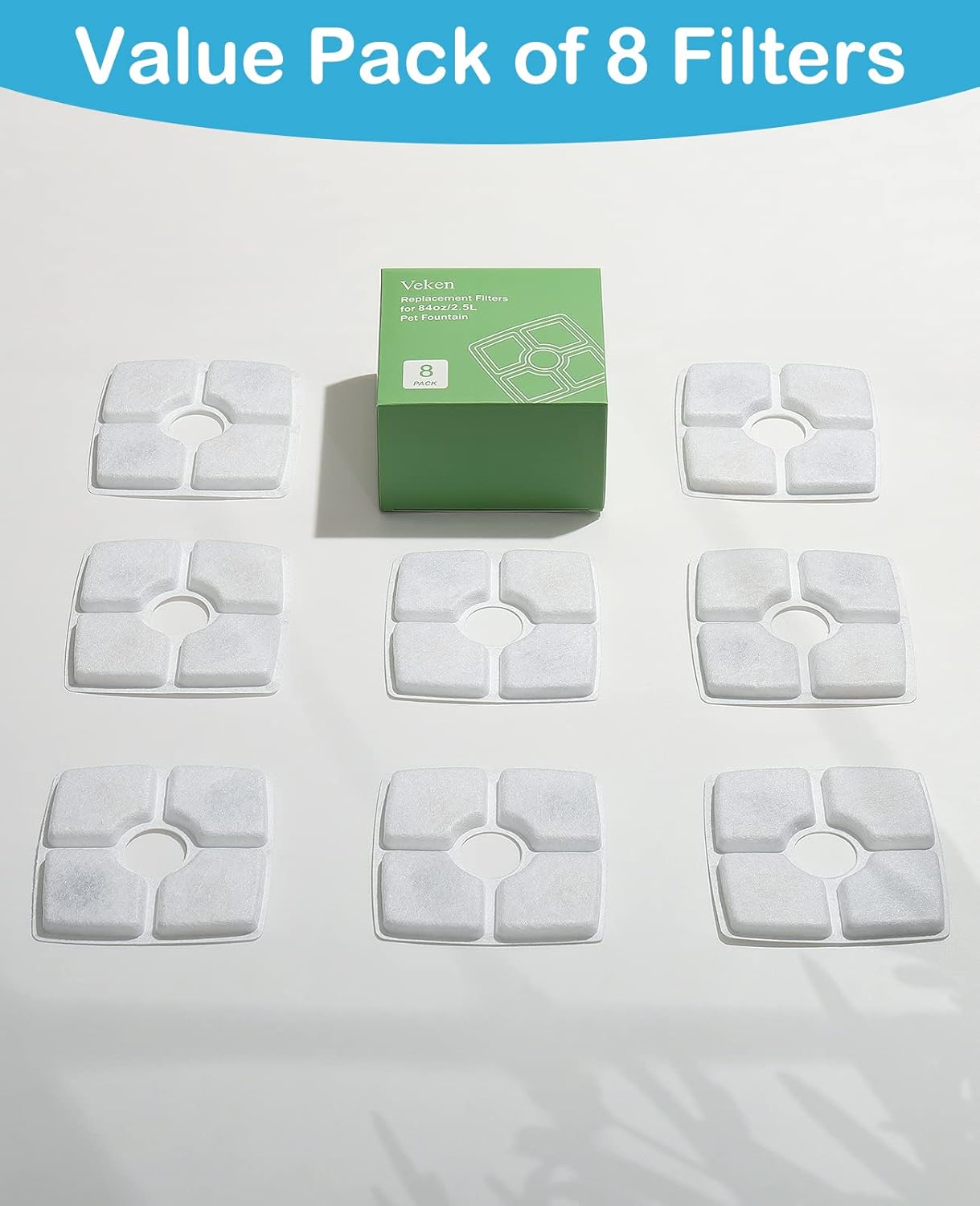 Pet Water Fountain Replacement Filters | 8 Pack