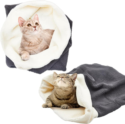 Cat Cave Sleeping Bag Bed | 2-Pack | Warming Kitten Sack | 24x22 Inch