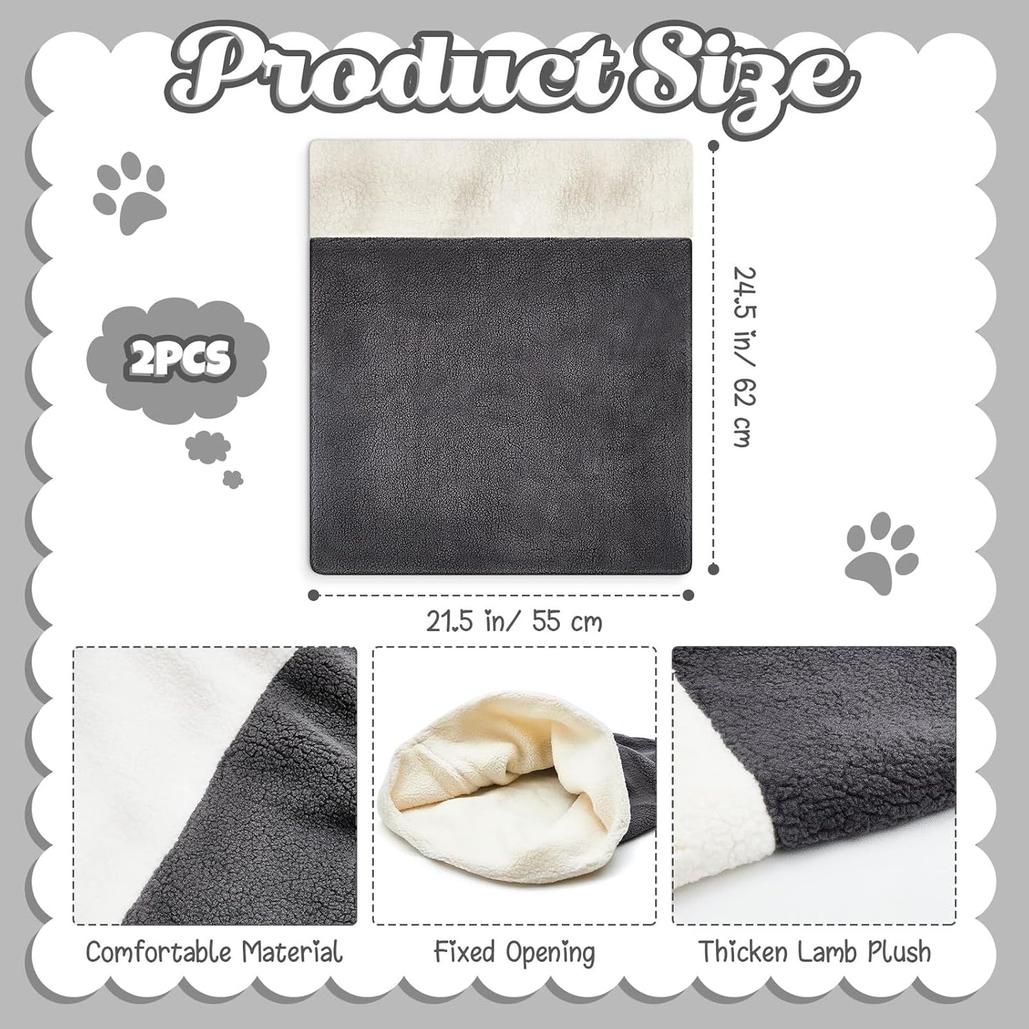 Cat Cave Sleeping Bag Bed | 2-Pack | Warming Kitten Sack | 24x22 Inch