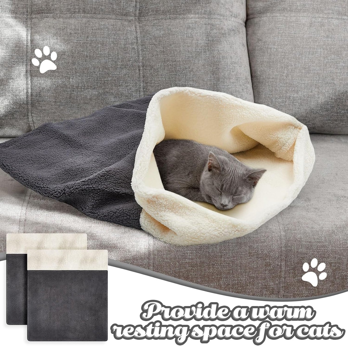 Cat Cave Sleeping Bag Bed | 2-Pack | Warming Kitten Sack | 24x22 Inch