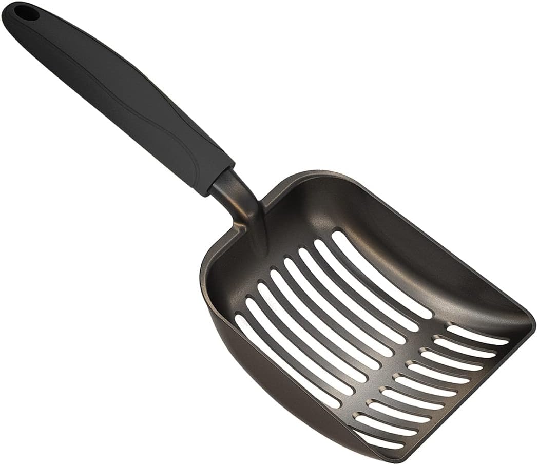 Cat Litter Scoop | Non-Stick Aluminum Alloy | Coated Black
