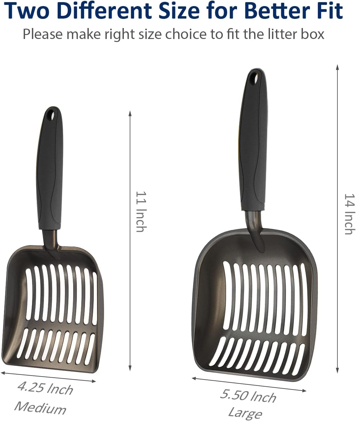 Cat Litter Scoop | Non-Stick Aluminum Alloy | Coated Black